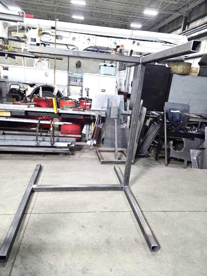 Steel tube A-frame stand fabricated for shop use